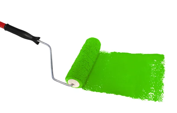 Roller With Green Paint — Stock Photo, Image