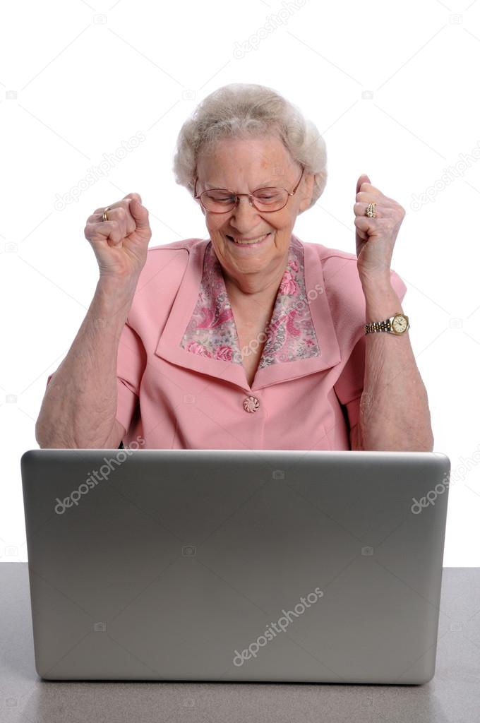 Senior Using Laptop