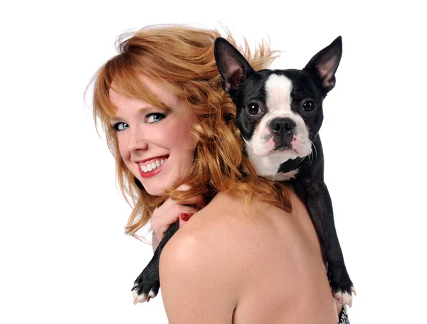 Woman With Dog — Stock Photo, Image