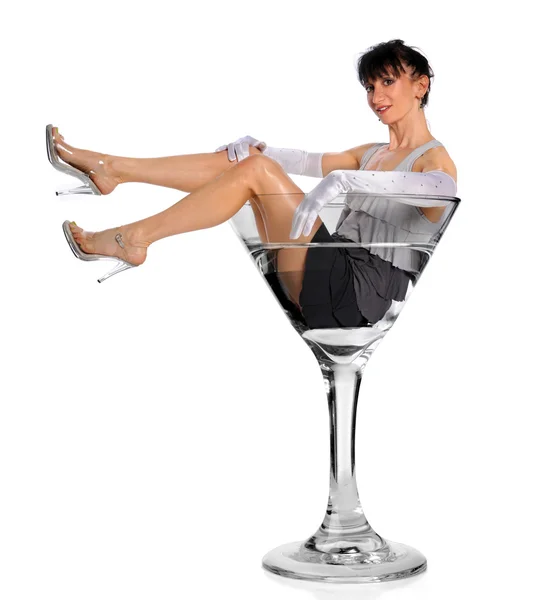 Woman in Martini Glass — Stock Photo, Image