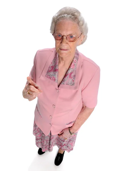 Elder Woman Pinting Finger — Stock Photo, Image