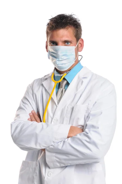 Médico usando máscara cirúrgica — Fotografia de Stock