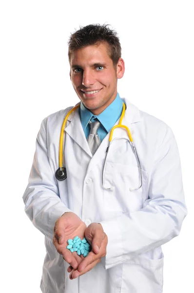 Doctor Holding Pills on Hands — Stock Photo, Image