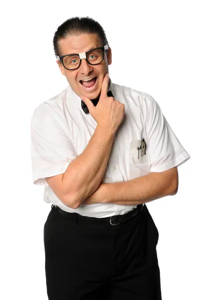 Nerd Expressing Joy — Stock Photo, Image