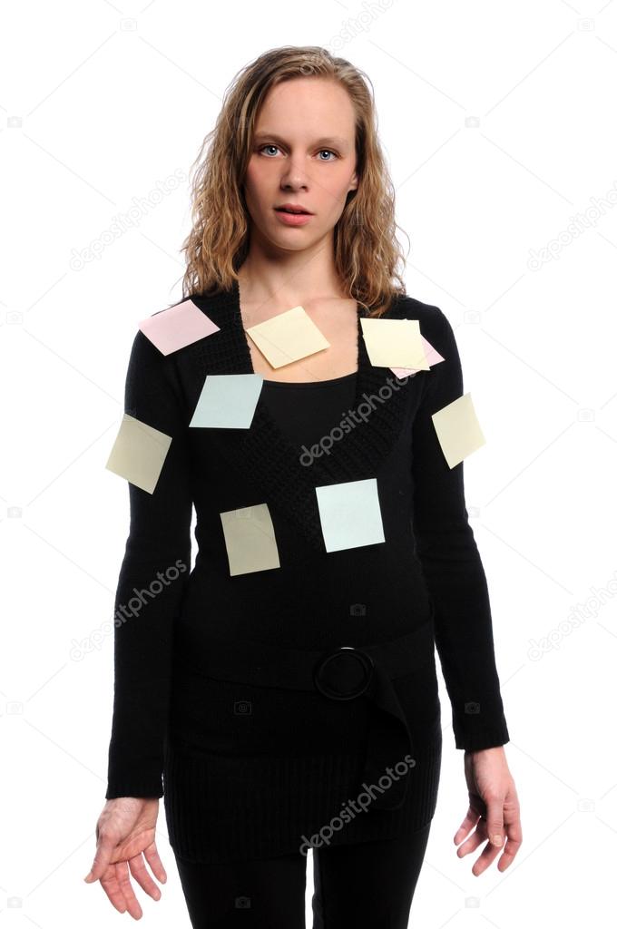 Woman With Adhesive Notes