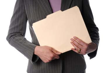 Businesswoman Woman Holding Folder clipart