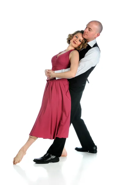 Paar dansen op witte achtergrond — Stockfoto