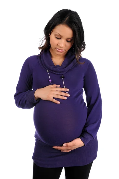 Femme enceinte tenant ventre — Photo