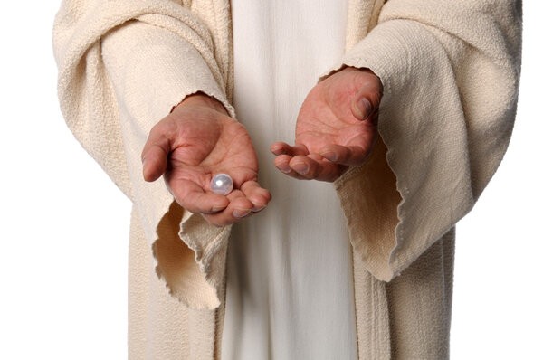 Hands of Jesua Holding Pearl