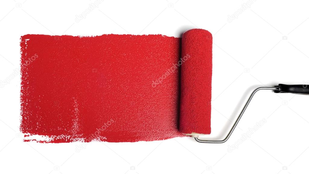 Paint Roller With Red Paint