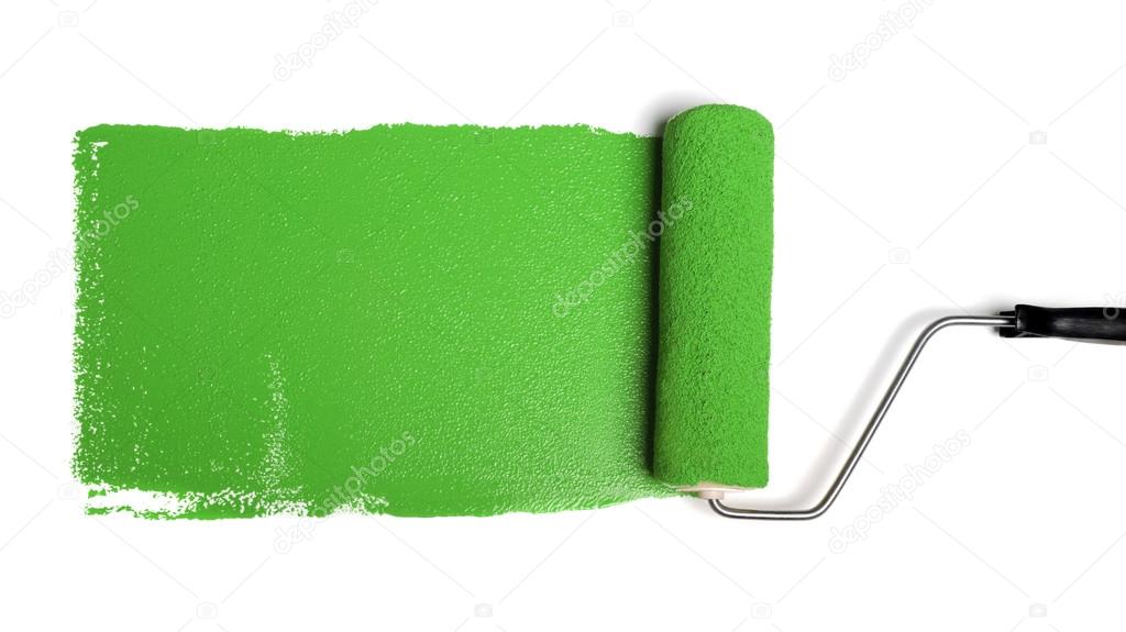 Paint Roller With Green Paint — Stock Photo © ginosphotos1 14566705
