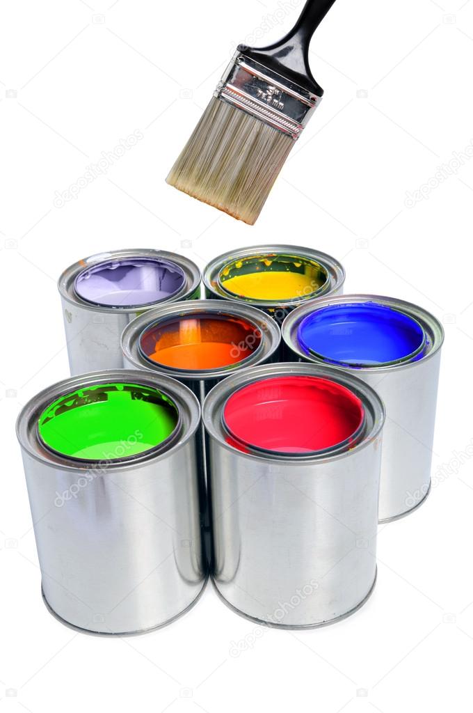 Brush and Cans of Paint
