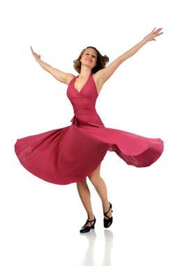 pembe elbise ile modern dansçı