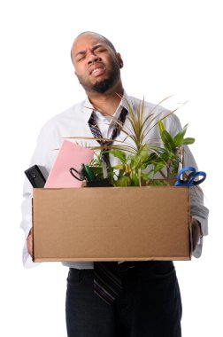 Man Carrying Box With Belongings clipart
