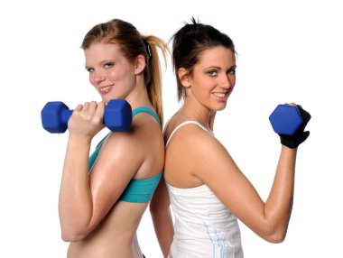 iki kadın ile Halter egzersiz