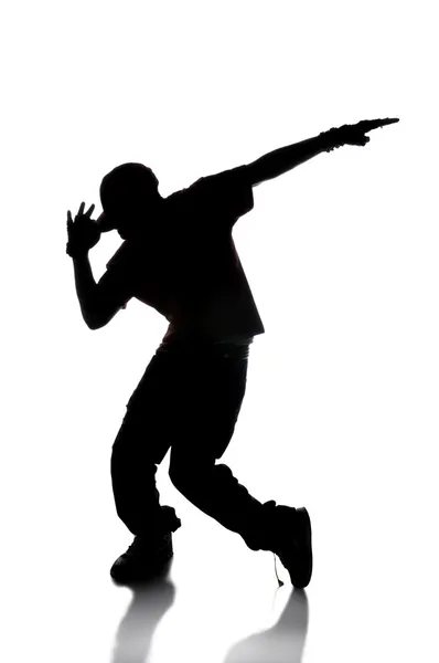 Silhouet van hip hop danser — Stockfoto