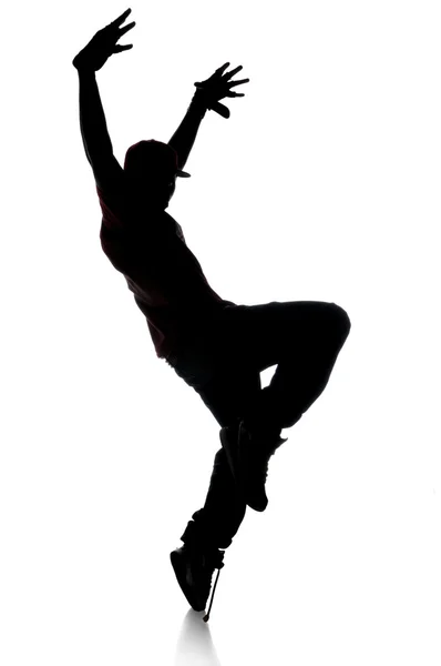 Silhouet van hip hop danser — Stockfoto