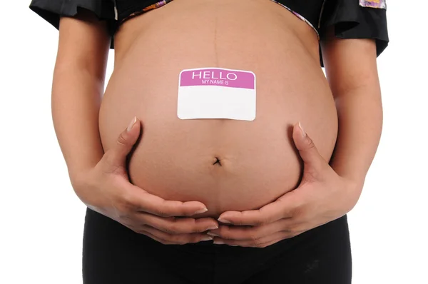 Donna incinta che tiene lo stomaco — Foto Stock