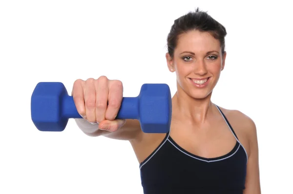 Woman Holding Dumbbell — Stock Photo, Image