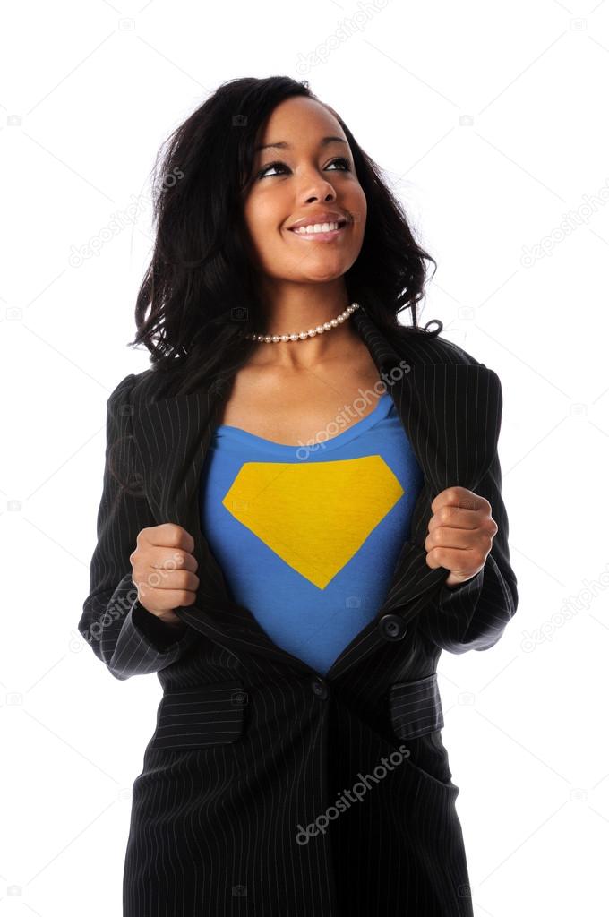 Businesswoman Dressed as Super Hero