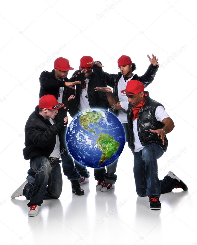 Hip Hop Men With Earth Suspended