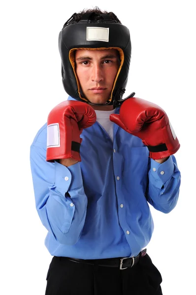 Homme d'affaires avec gants de boxe — Photo