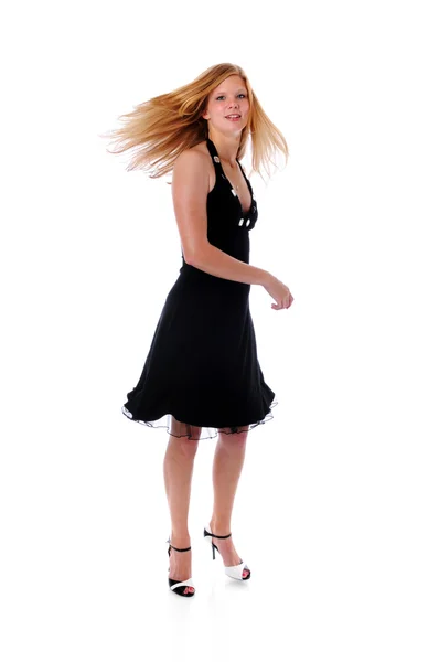Ung kvinna dansar — Stockfoto