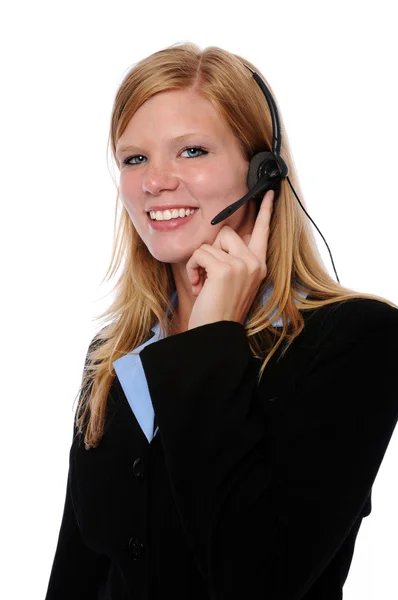 Smiling Woman With Headset — Stock Photo, Image