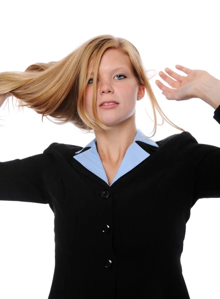 Frau spielt mit Haaren — Stockfoto