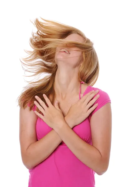 Frau mit wehendem Haar — Stockfoto