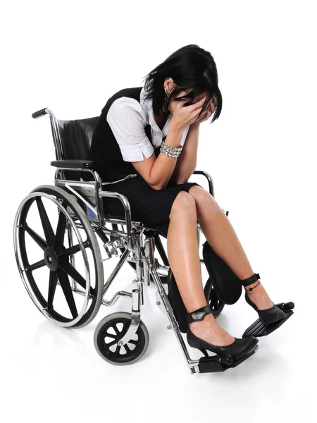 Young Woman Crying Sitting on a Wheelchair — Stock Photo, Image