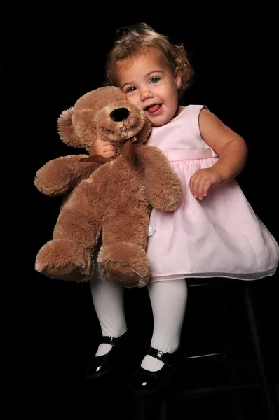 Little Girl With Bear — Stock Photo, Image