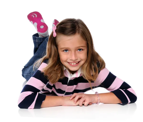 Young Girl Laying on the Floor — Stock Photo, Image