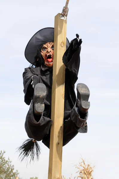 Egy pole repülő boszorkány — Stock Fotó