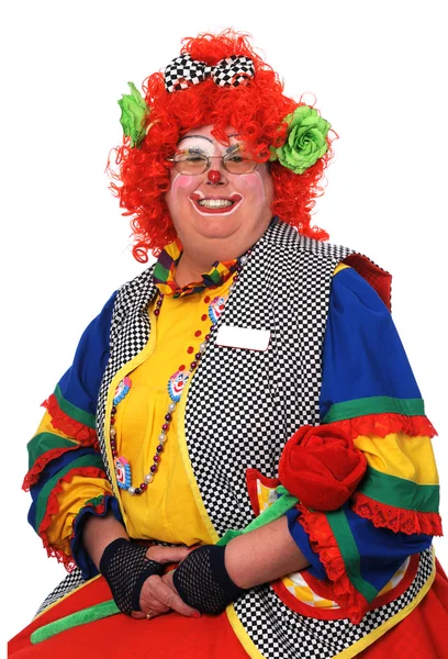 Vrouwelijke clown glimlachen — Stockfoto