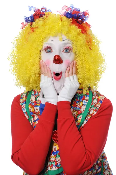 Clown uiten verrassing — Stockfoto