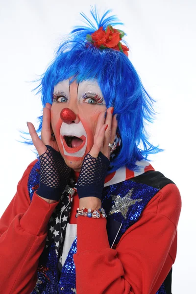 Clown visar överraskning — Stockfoto