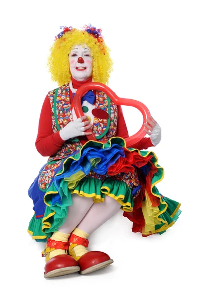 Clown Holding Heart Balloon — Stock Photo, Image