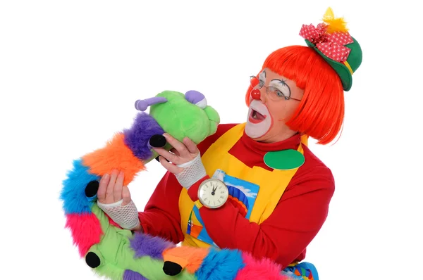 Clown mit Haustierwurm — Stockfoto