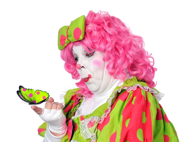 Clown beobachtet Schmetterling — Stockfoto