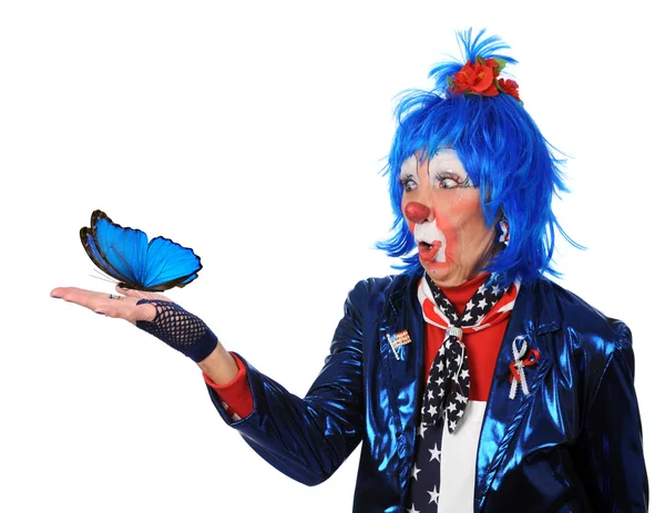 Clown Holding Butterfly — Stock Photo, Image