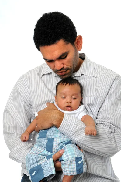 Niño durmiendo en padre —  Fotos de Stock