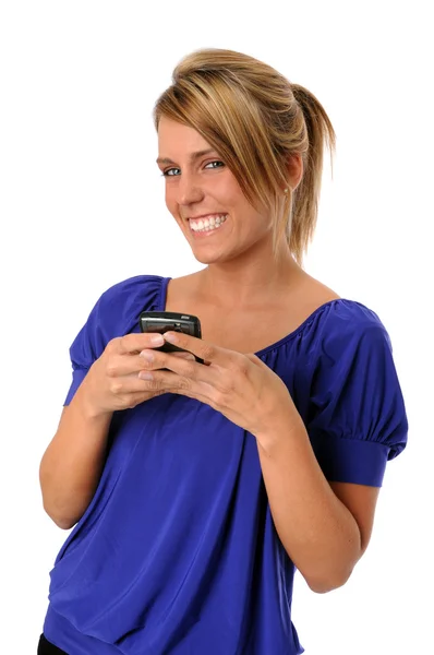 Nuori nainen matkapuhelimen kanssa — kuvapankkivalokuva