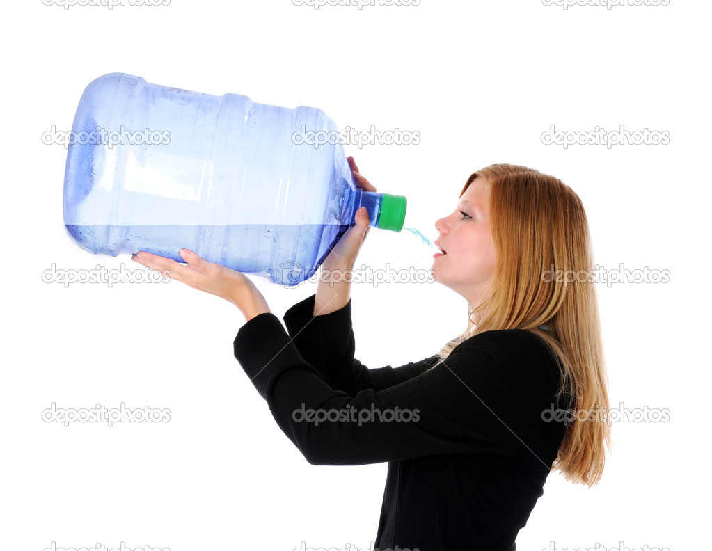 Young Businesswoman Drinking Water