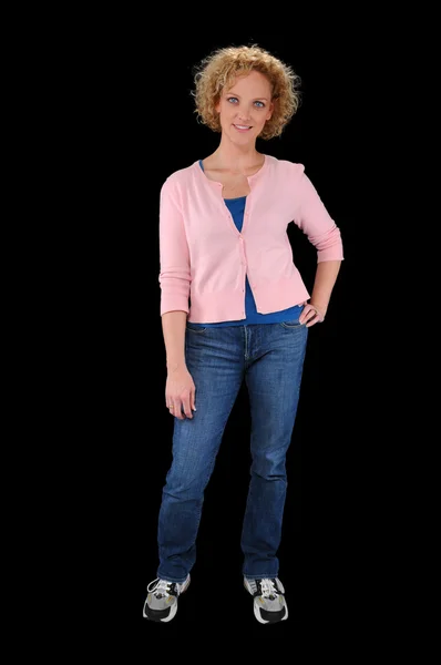Žena v džínách, stojící — Stock fotografie