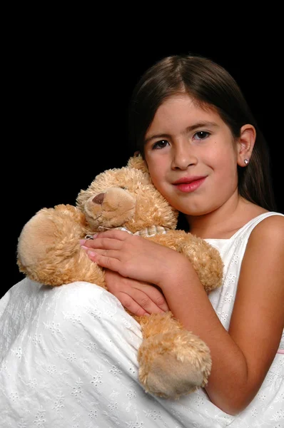 Fille et ours en peluche — Photo