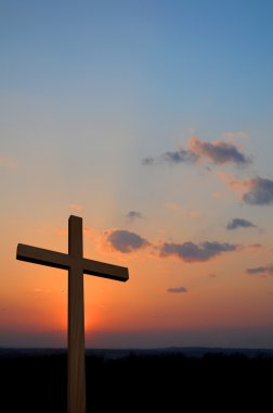 Wooden Cross and Sunset clipart