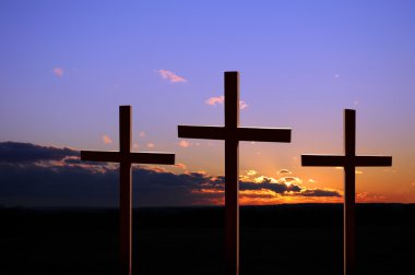 Sunset With Thee Crosses clipart