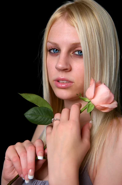 Woman and Rose — Stock Photo, Image