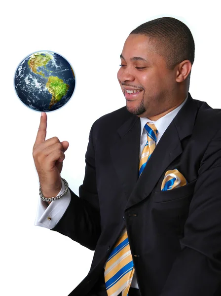 地球を持ったビジネスマン — ストック写真